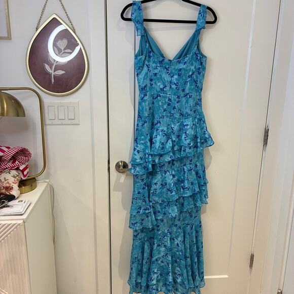 Hutch Blue Floral Ruffled Miah Gown Sz 2 MSRP $368 - Picture 8 of 15